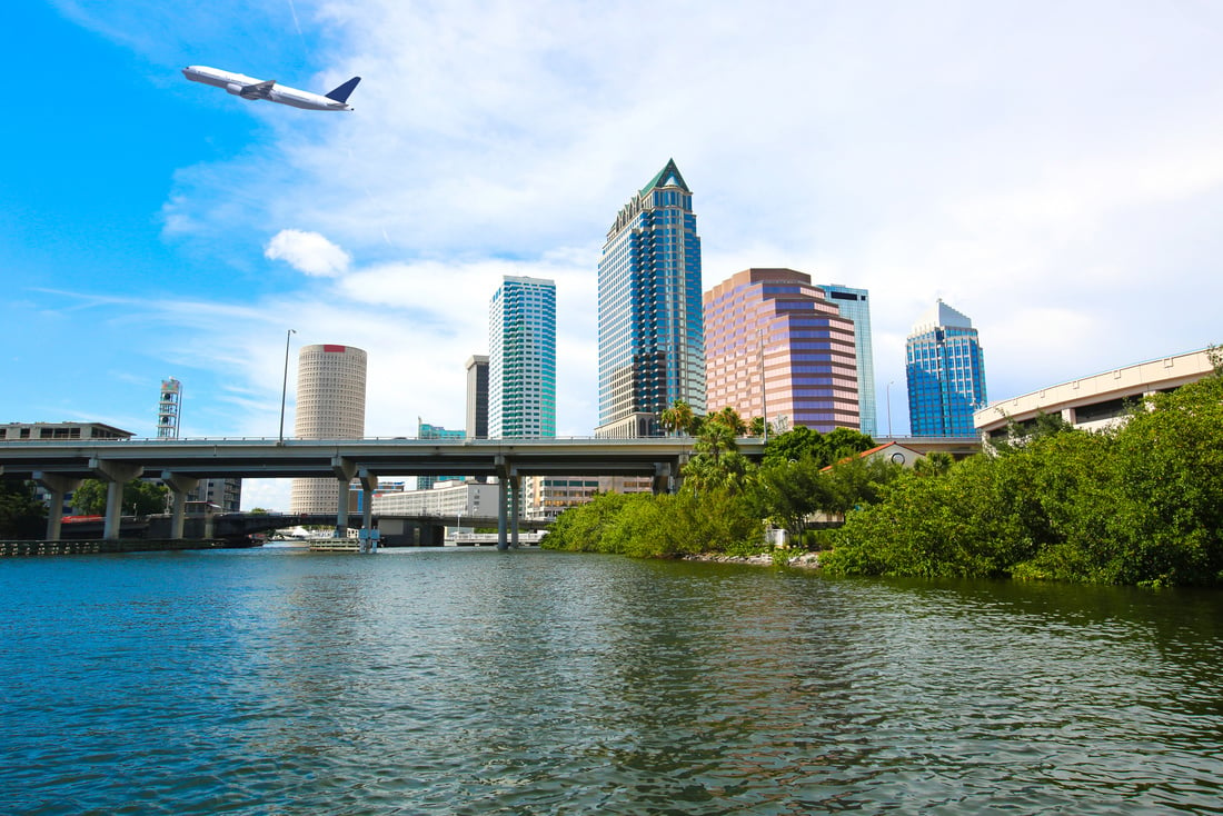 Downtown Tampa Florida Skyline Airplane